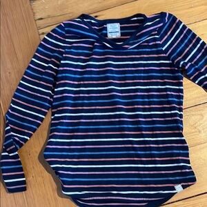 Fat Face Breton top- Navy with Pink, Teal & White Stripes EUC